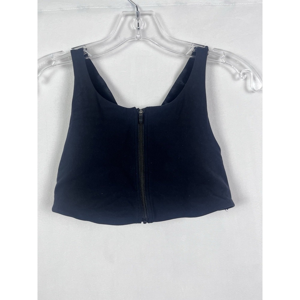 Gymshark Black Zip up Padded Sports Bra strappy Back tank womens Sz S